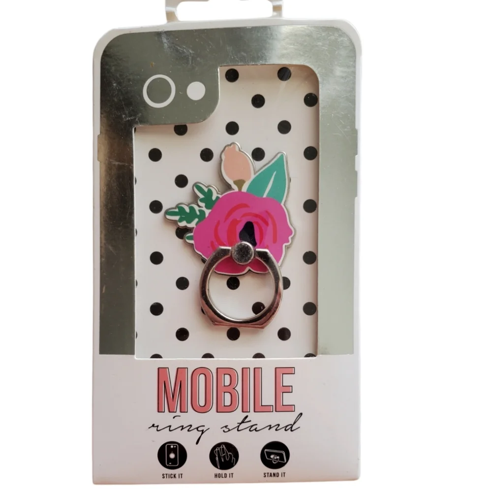 Pink Rose Flower Mobile Phone Stand Ring Brand New In Box By Hang Accessories